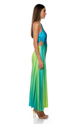 ON MY OWN WAVE OMBRE ONE SHOULDER MAXI DRESS