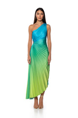 ON MY OWN WAVE OMBRE ONE SHOULDER MAXI DRESS