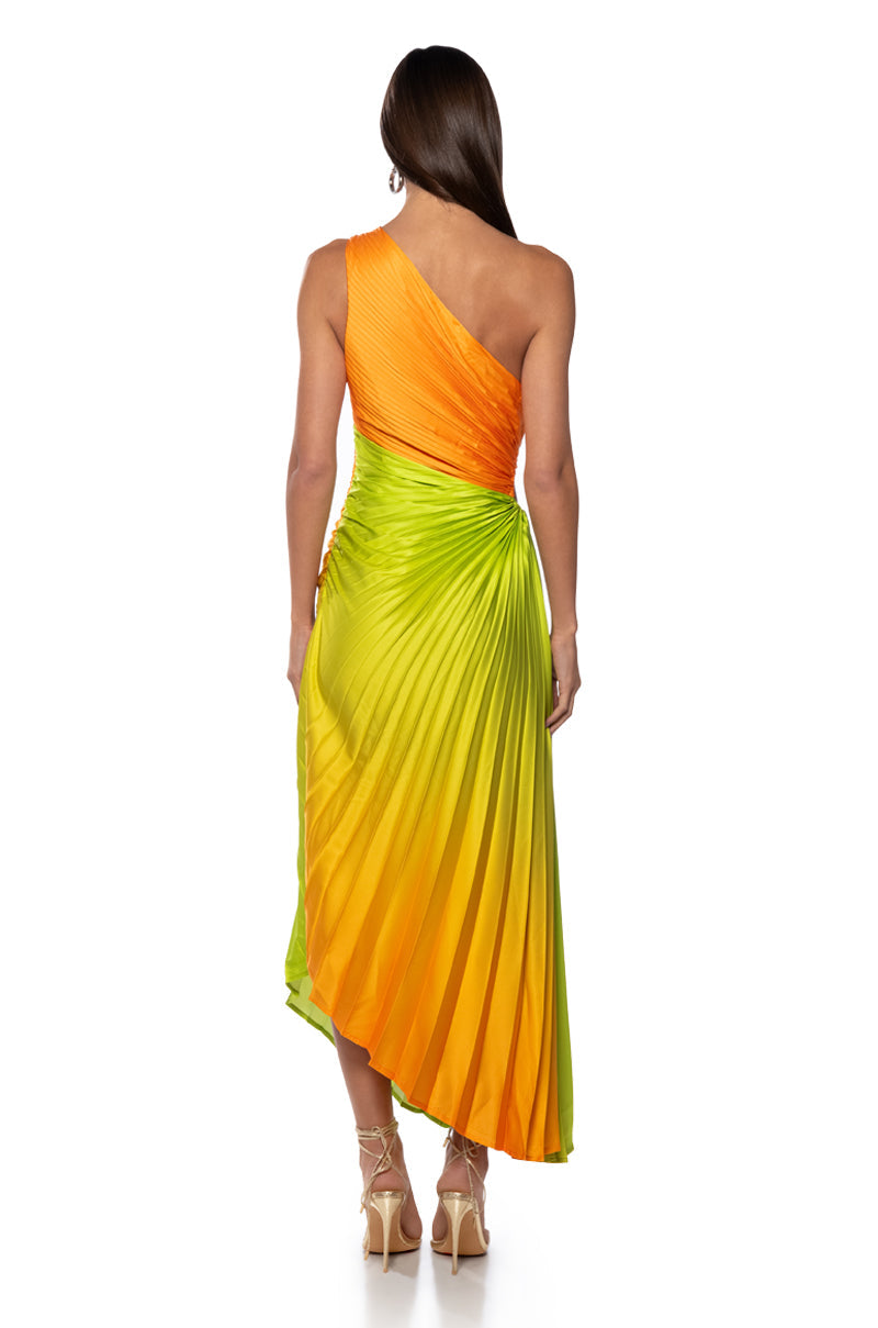 ON MY OWN WAVE OMBRE ONE SHOULDER MAXI DRESS