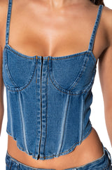 ON THE MOVE DENIM CORSET TOP