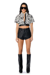 ON THE PROWL ANIMAL PRINT CROPPED SHIRT