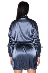 ON THE ROAD SATIN UTILITY MINI DRESS