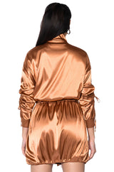 ON THE ROAD SATIN UTILITY MINI DRESS