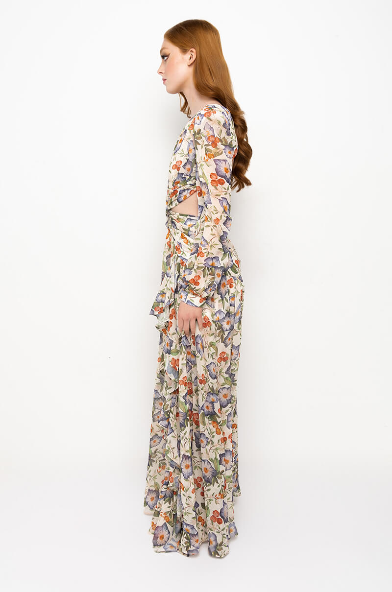 ON TOP MAXI FLORAL DRESS WITH SIDE CUT OUTS