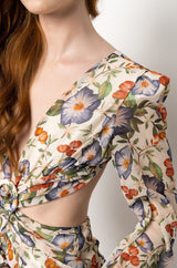 ON TOP MAXI FLORAL DRESS WITH SIDE CUT OUTS
