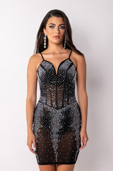 ON TOP RHINESTONE MINI DRESS
