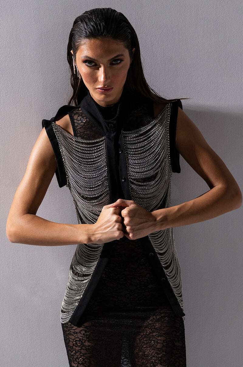 METAL RADAR BODY BUTTON DOWN TOP