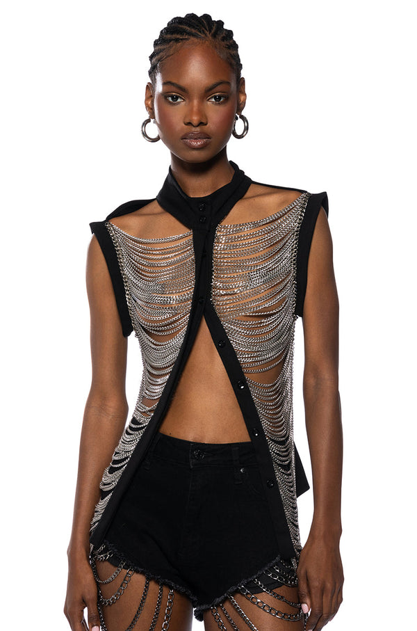 METAL RADAR BODY BUTTON DOWN TOP