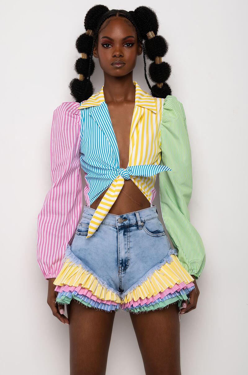 ON YOUR RADAR PUFF SLEEVE COLORBLOCK BODYSUIT