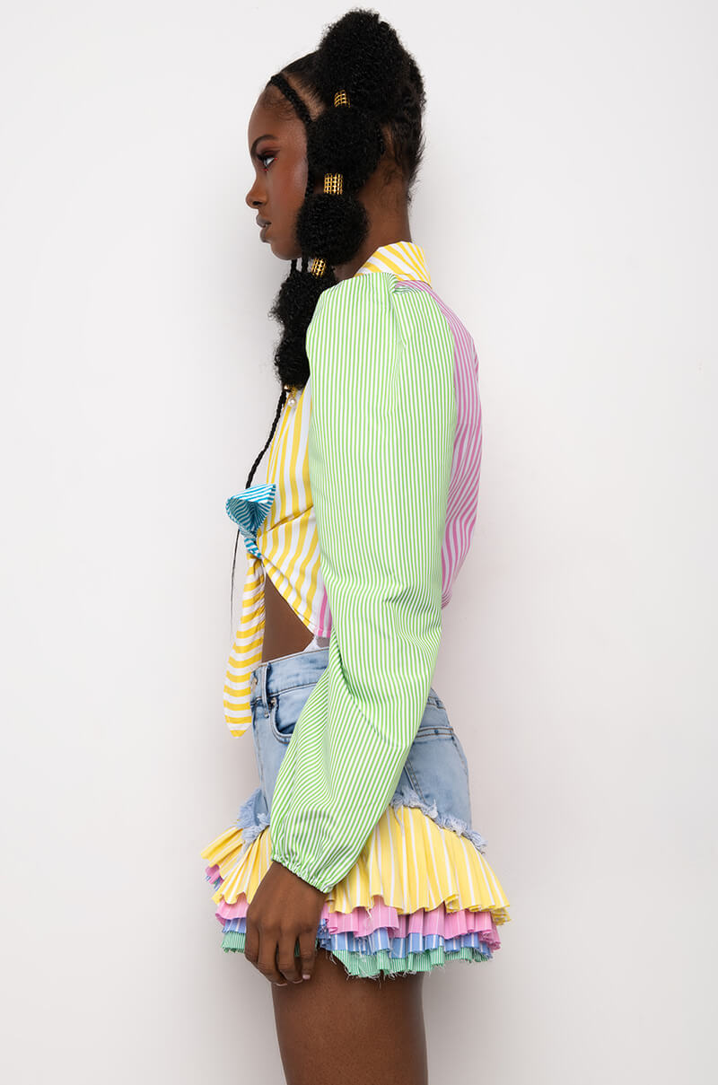 ON YOUR RADAR PUFF SLEEVE COLORBLOCK BODYSUIT
