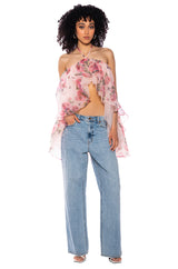 ONCE UPON A DREAM FLORAL HALTER NECK BLOUSE