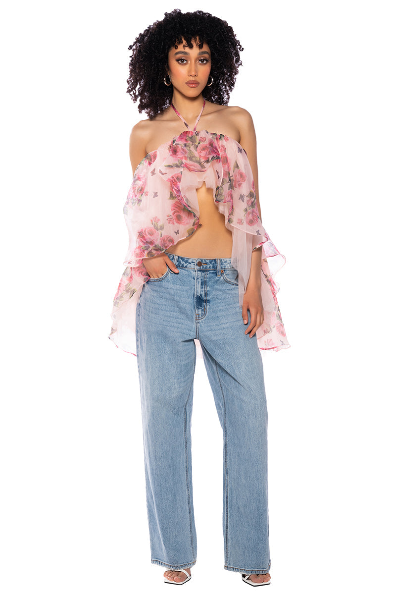 ONCE UPON A DREAM FLORAL HALTER NECK BLOUSE