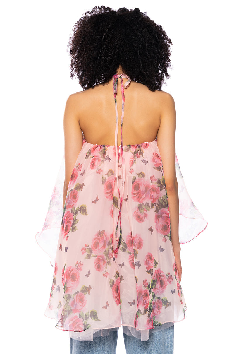 ONCE UPON A DREAM FLORAL HALTER NECK BLOUSE