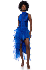 ONCE UPON A DREAM RUFFLE MAXI SKIRT IN ROYAL BLUE