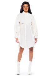 ONE STEP CLOSER OVERSIZED POPLIN BUTTON DOWN DRESS