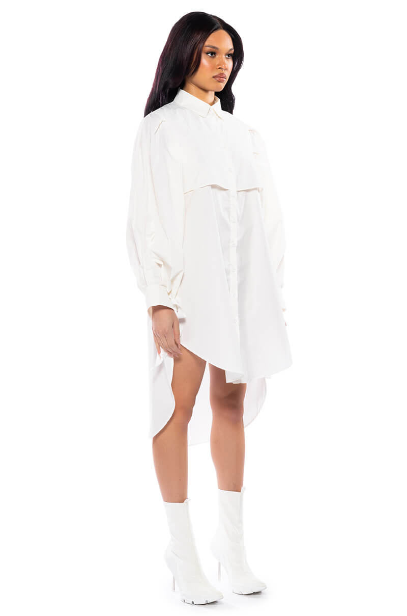 ONE STEP CLOSER OVERSIZED POPLIN BUTTON DOWN DRESS