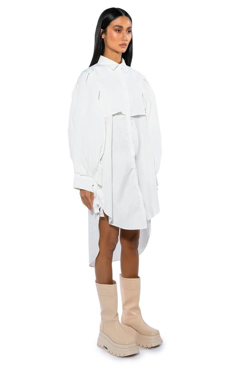ONE STEP CLOSER OVERSIZED POPLIN BUTTON DOWN DRESS