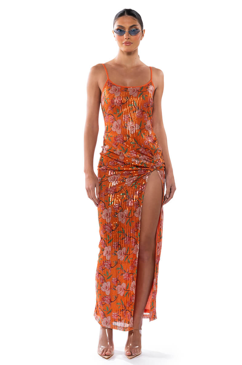 ONE STEP CLOSER SEQUIN COVERED MAXI DRESS