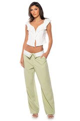 ORCHID RUFFLE SLEEVE CORSET TOP IN WHITE