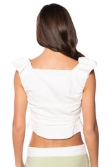 ORCHID RUFFLE SLEEVE CORSET TOP IN WHITE