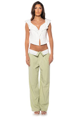 ORCHID RUFFLE SLEEVE CORSET TOP IN WHITE
