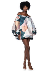 OUT FOR BRUNCH PATTERNED MINI DRESS