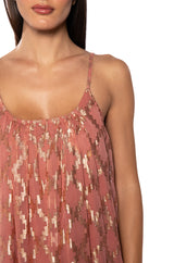 OUT IN THE SUN STRAPPY PRINTED MIDI DRESS