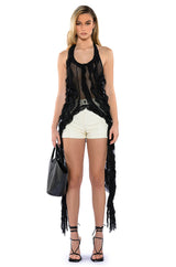 OUT OF MY LEAGUE ONE SHOULDER RUFFLE DRAPED TOP