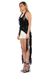 OUT OF MY LEAGUE ONE SHOULDER RUFFLE DRAPED TOP