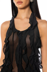 OUT OF MY LEAGUE ONE SHOULDER RUFFLE DRAPED TOP