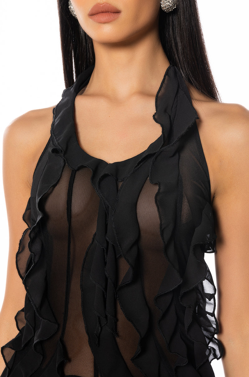 OUT OF MY LEAGUE ONE SHOULDER RUFFLE DRAPED TOP