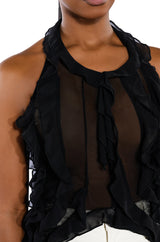 OUT OF MY LEAGUE ONE SHOULDER RUFFLE DRAPED TOP