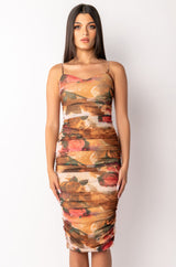 OUT OF MY WAY MESH MIDI DRESS