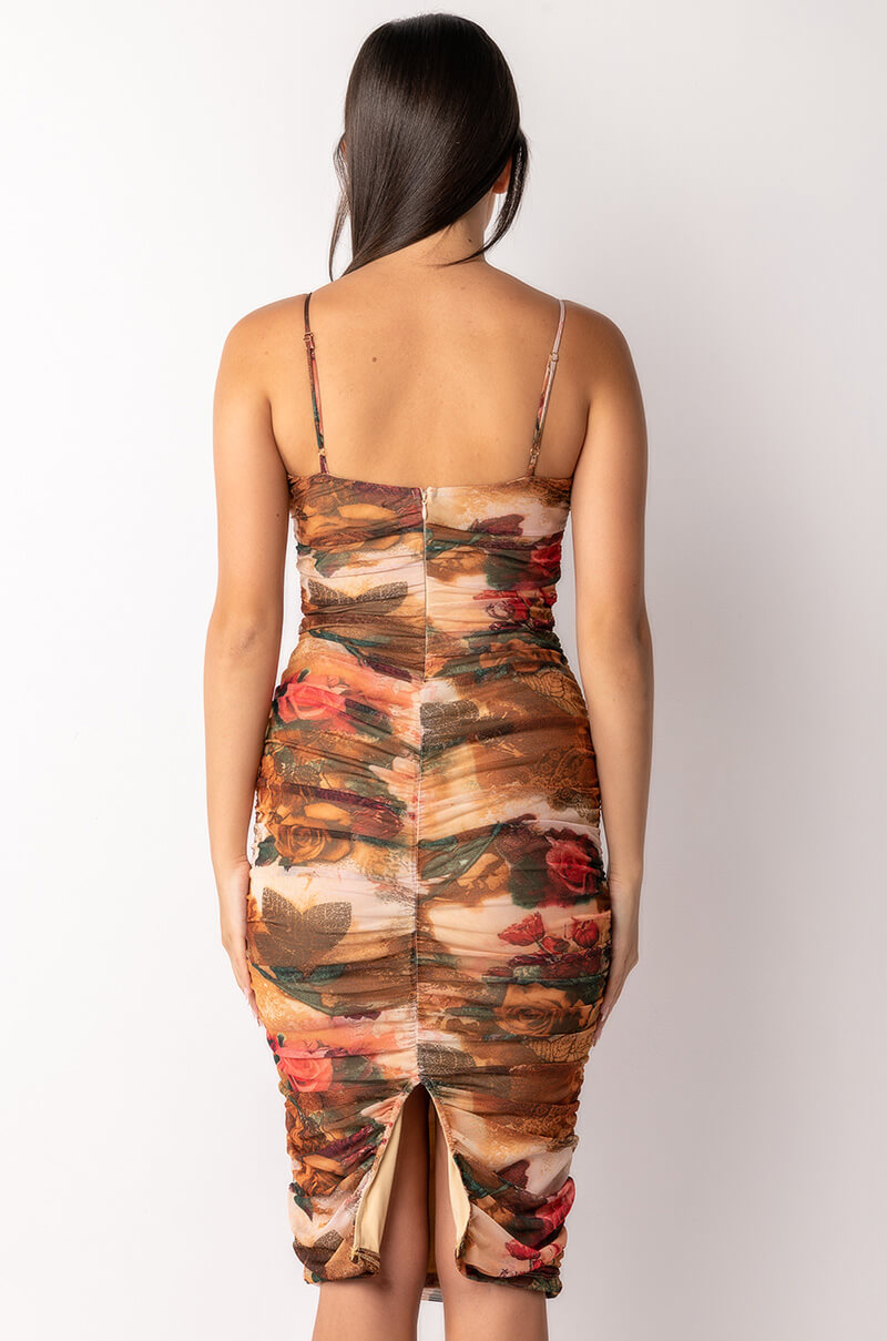 OUT OF MY WAY MESH MIDI DRESS
