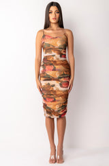 OUT OF MY WAY MESH MIDI DRESS