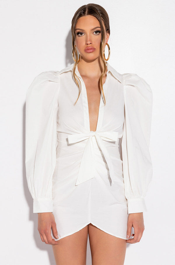 OUT OF MY WAY SLEEVE DETAIL MINI DRESS