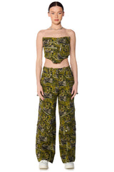 OUT OF SIGHT CARGO CAMO WIDE LEG PANT