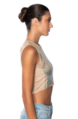 OUT OF THIS GALAXY RHINESTONE MESH TOP