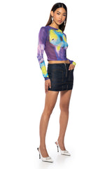 OUT OF THIS WORLD LONG SLEEVE MESH BODYSUIT