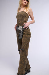 OVER IT WIDE LEG DISTRESSED JEANS