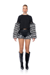 PAINT ME IN PLAID FAUX LEATHER MINI SHORT