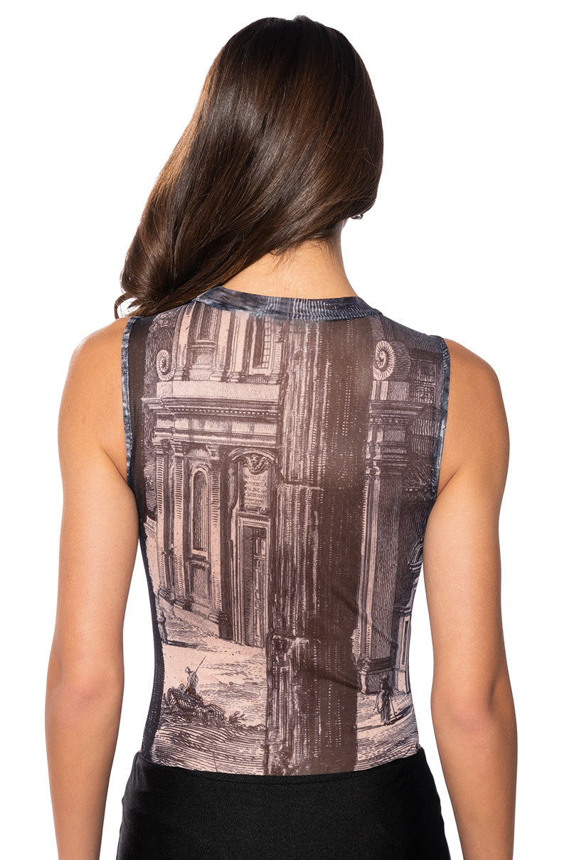 PARADISE SLEEVELESS ABSTRACT BODY SUIT