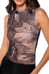 PARADISE SLEEVELESS ABSTRACT BODY SUIT
