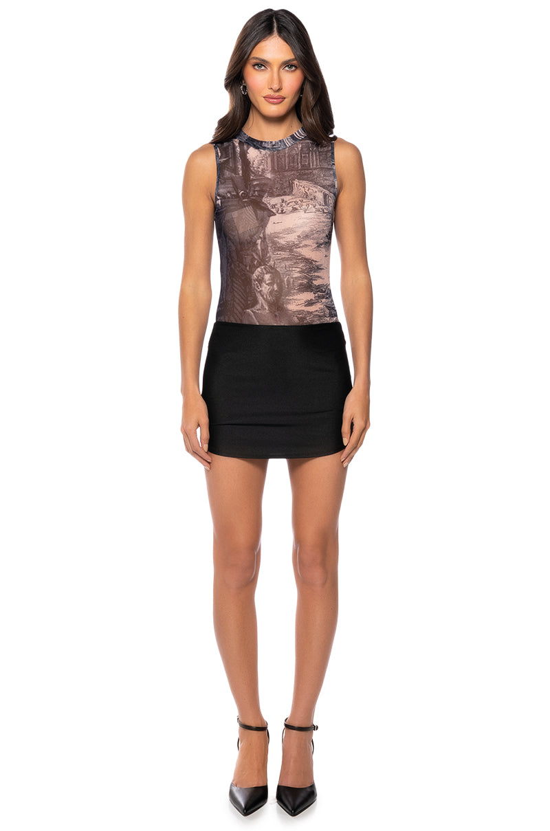 PARADISE SLEEVELESS ABSTRACT BODY SUIT
