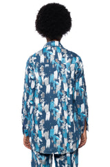 PAINTED BLUE BUTTON DOWN COLLARED SHIRT
