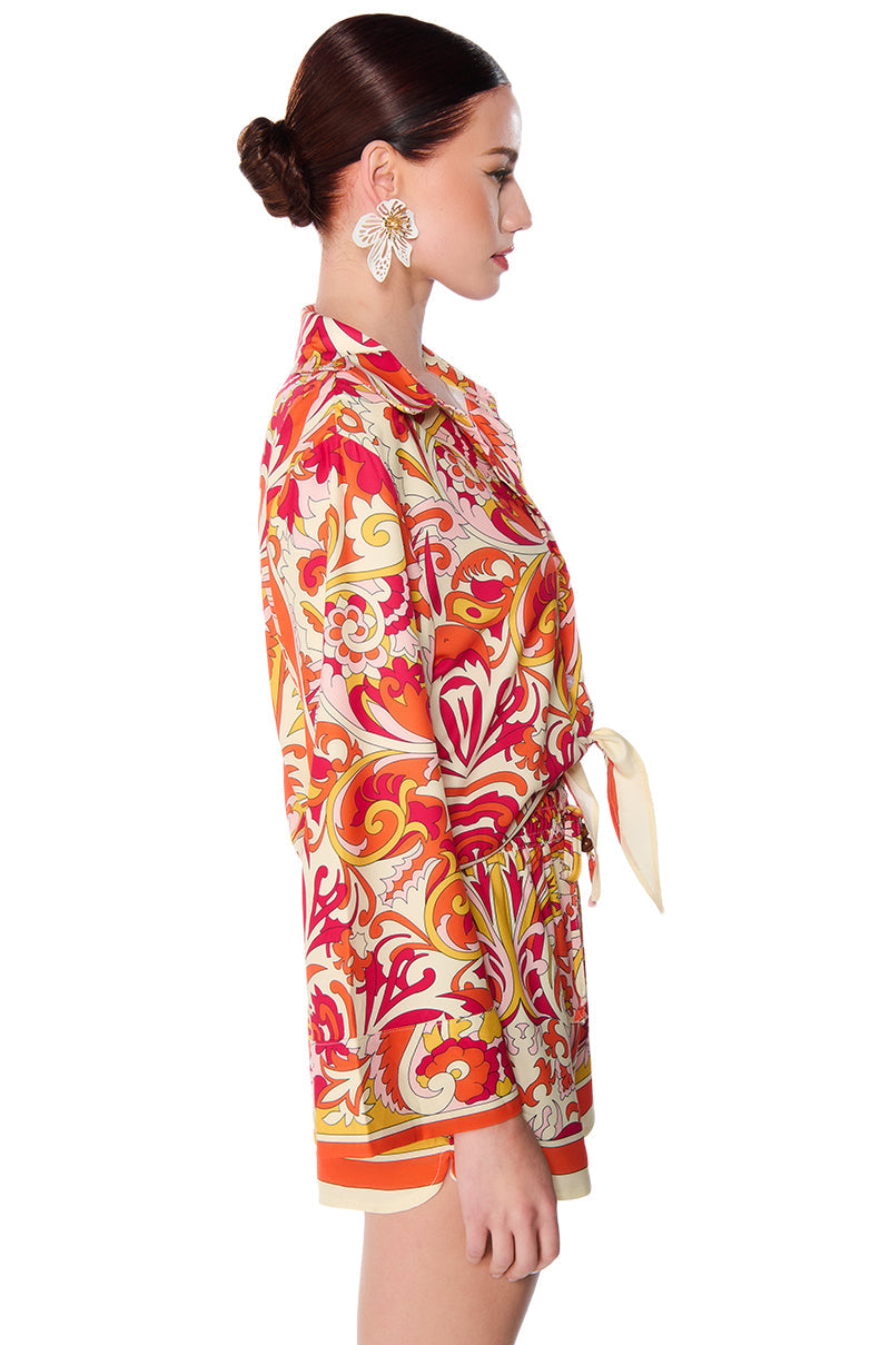 PAISLEY PLEASE TIE FRONT BLOUSE