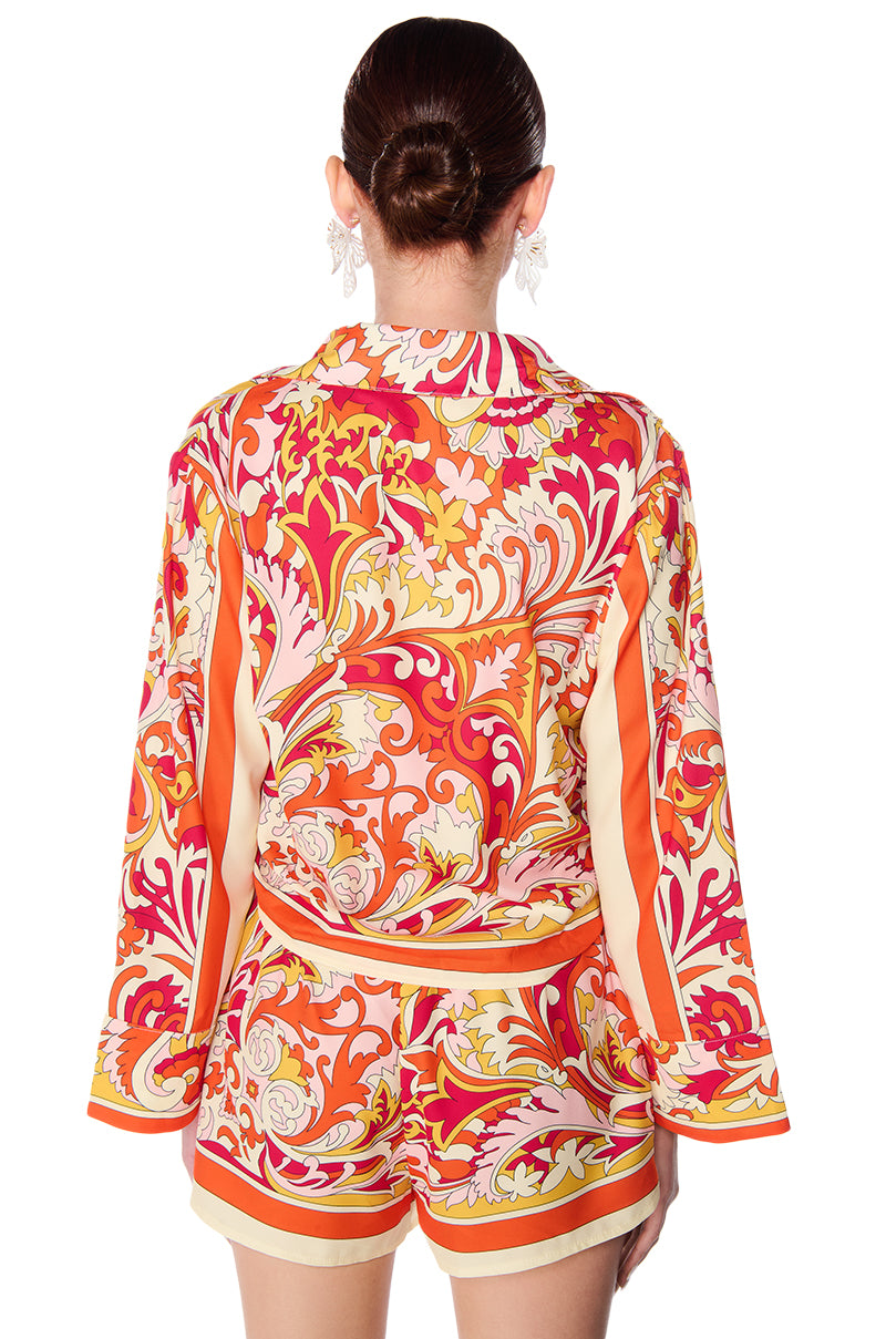 PAISLEY PLEASE TIE FRONT BLOUSE