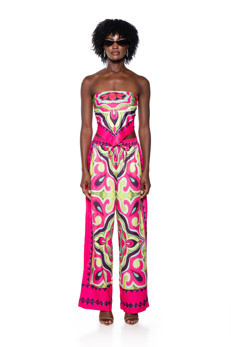 IDOL ME STRAPLESS SCARF TOP AND PANT SET