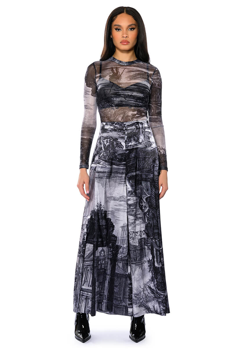 PARADISE LONG SLEEVE ABSTRACT BODY SUIT