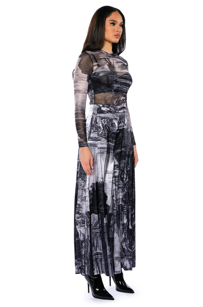 PARADISE LONG SLEEVE ABSTRACT BODY SUIT